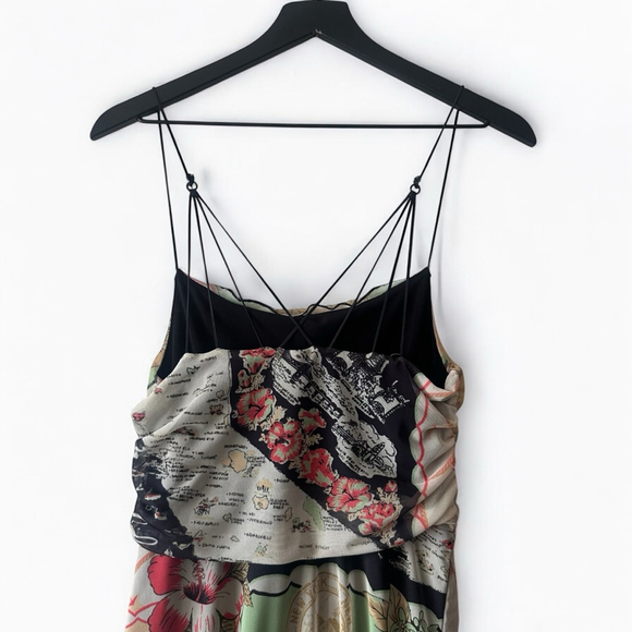 Urban Outfitters Map Print Cowl Neck Slip Midi Dress California Theme M - Picture 6 of 11